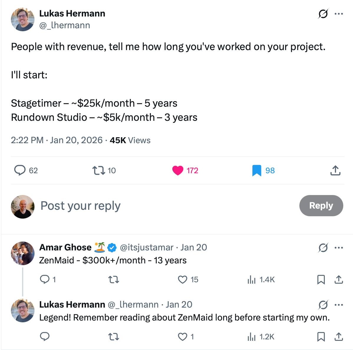 How long it took founders to get their MRR